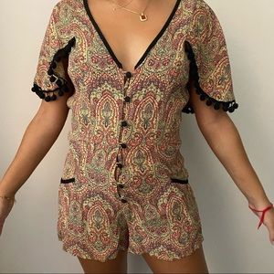 Button-Up Vintage Paisley Romper